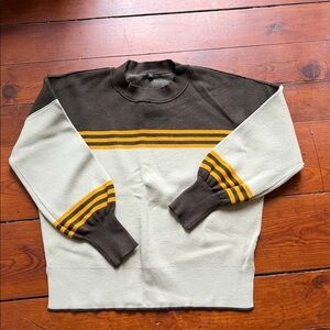 Men's Brown and Cream Striped Sweater